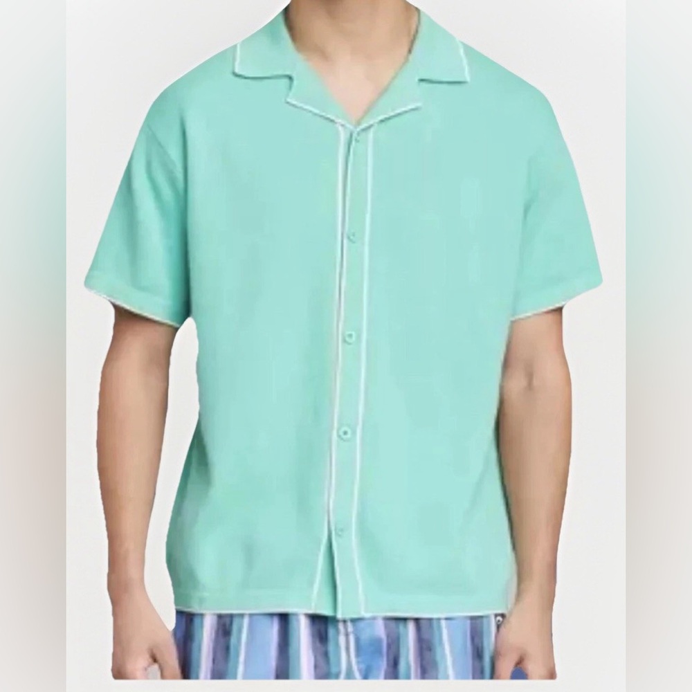 NWT Original Use Men's Short Sleeve‎ Knit Button-Down Shirt - Size: Large